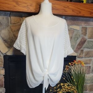 SHEIN White Lace Sleeve Blouse